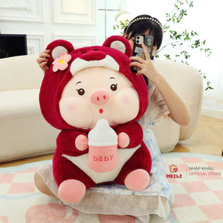 Gấu Bông Lớn Heo Lotso Sữa, Hàng Cao Cấp Mềm Mịn Size 50cm MEILI STORE