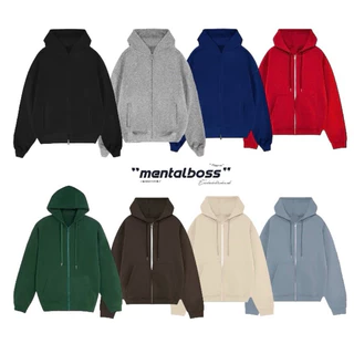 Áo khoác dây kéo hoodie zip trơn Mentalboss Basic oversize 6 màu unisex nam nữ