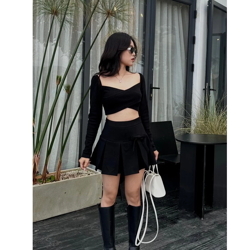 Chân váy xếp ly có nơ Bow Skirt - beti