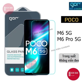 Kính Cường Lực POCO M6 Pro/ Poco M6 4G/ 5G, POCO M5s/ M5 4G/ M4 Pro 5G Trong Suốt Không Viền Đen 9H Vát 2.5D - Hãng Gor