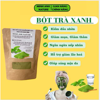 Bột Trà Xanh Nguyên Chất Sấy Lạnh Hữu Cơ- Hanmade- Kiềm dầu- Giảm Mụn- Giảm Thâm- Ngừa Lão Hoá- Sáng Mịn Da