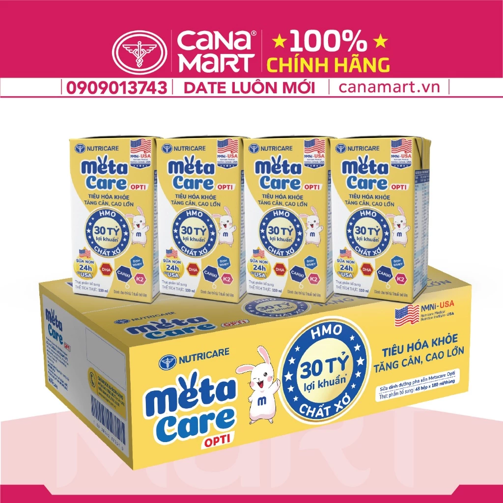 Sữa bột pha sẵn Nutricare Metacare Opti tiêu hóa khỏe, tăng cân, cao lớn (110ml)