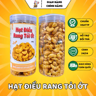 Hạt Điều Tách Vỏ Rang Tỏi Ớt Thơm Ngon - Lon 500G - Đồ Ăn Vặt