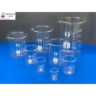 Cốc thủy tinh chia vạch chịu nhiệt 10ml, 25ml, 50ml, 100ml, 250ml, 300ml, 500ml, 1000ml có mỏ