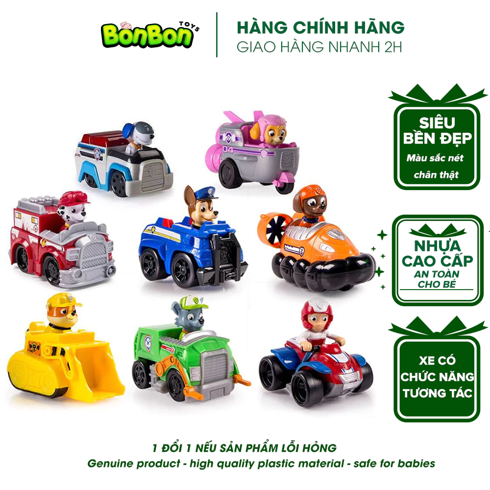 Xe đồ chơi biệt đội chó cứu hộ Paw Patrol, hàng chính hãng an toàn cho bé, nhựa siêu bền, không sử dụng pin