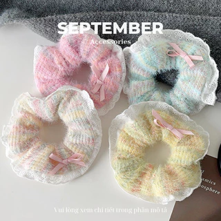 Dây Cột Tóc, Dây Buộc Tóc Lông Mềm Phối Viền Ren - SEPTEMBER accessories