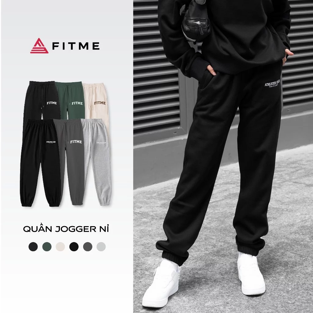 Quần jogger nam nữ bo gấu Fitme chất cotton dày dặn form rộng - phong cách unisex jgob