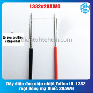 1 Mét Dây điện đơn chịu nhiệt Teflon UL 1332 ruột đồng mạ thiếc 20AWG