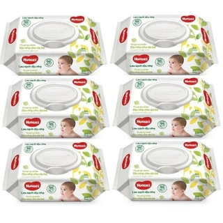 [Hàng chính hãng - Date mới] Combo 6 bịch giấy ướt Huggies không mùi dịu nhẹ cho trẻ sơ sinh (64 tờ)