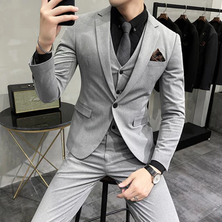 Vest nam cao cấp màu GHI XƯỚC 1 cúc kiểu dáng Hàn Quốc, form ôm đẹp. Vải 79 - 2 lớp cao cấp.