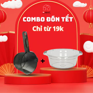 Combo 3 Chậu Thau Nhựa Trong Suốt + 1 Gáo Nước Có Móc Treo Với Deal Siêu Sốc Bismart