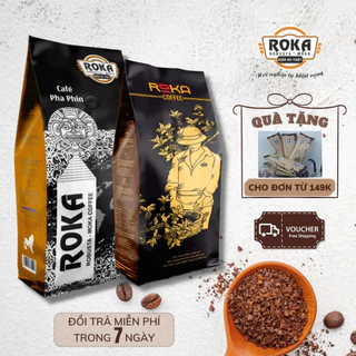 COMBO Cà Phê Rang Xay Truyền Thống Vị Đậm Đà Đắng Nhẹ Hương Thơm Êm Dịu - Roka Black + Roka Yellow Premium