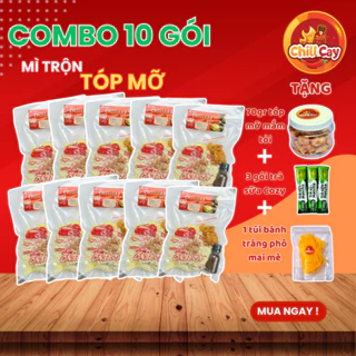 COMBO 10 GÓI Mì trộn tóp mỡ CHILLCAY Mì gói sợi Hàn Quốc trộn sate tóp mỡ - hành phi, hương vị cay nồng SIÊU NGON