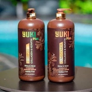 Chính hãng_Dầu gội xả keratin yuki plus 2000ml 1 chai phục hồi tóc khô xơ, hư tổn, kích mọc tóc