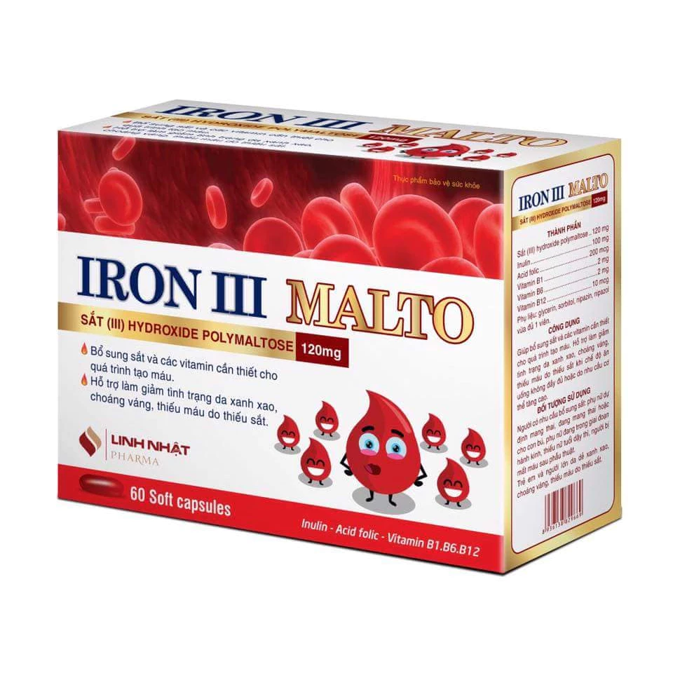 Fe III Malda bổ sung sắt, acid folic hỗ trợ tái tạo hồng cầu giảm tình trạng thiếu máu  hộp 20 ống