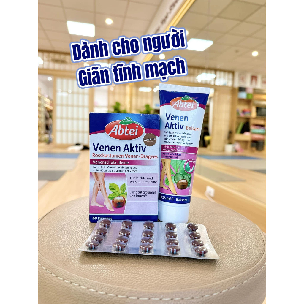 Bộ Kem Bôi và Viên uống giãn tĩnh mạch Abtei Venen Aktiv 125ML của Đức - ALISA