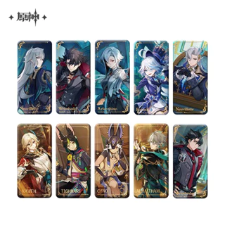 [Có sẵn - Đọc kỹ phần mô tả] Badge huy hiệu chữ nhật Neuvillette/Wriothesley/Arlecchino/Furina official Genshin Impact