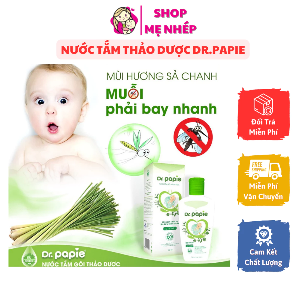 Nước Tắm Thảo Dược Dr Papie Cho Bé Giúp Ngăn Ngừa Và Giảm Các Vấn Đề Về Da Chai 230ml