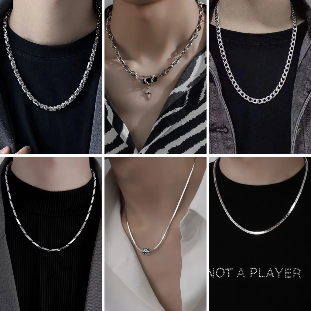 Dây chuyền nam vòng cổ thời trang trung quốc Kuu nam nữ unisex titan màu bạc siêu bền không gỉ - Dây chuyền tổng hợp