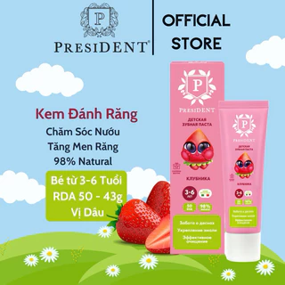 Kem đánh răng trẻ em PresiDENT Kids cho Trẻ từ 3-6 tuổi RDA 50. Sản phẩm an toàn khi nuốt, Làm sạch, Tăng cường men răng