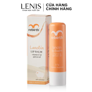 Son Dưỡng Môi Nhau Thai Cừu Rebirth Lanolin Lip Balm with Vitamin E & Apricot Oil (3.7g) - LENIS