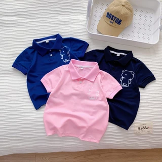 Áo Cộc Bé Trai, Áo POLO In Gấu To Chất Cotton Cá Sấu Cao Cấp cho Bé Từ 10 - 26kg MINKY BABY