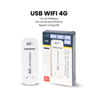 Usb Wifi Từ Sim 4G Giá Rẻ DCOM 4G Tốc Độ 150mbps, Kết Nối Tối Đa 10 Thiết Bị Sử Dụng Trên Oto Laptop PC Có Combo Sạc