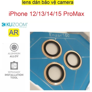 Dán camera iphone 13 Pro/ 13 Pro Max/ 12 Pro Max/ 14 Pro Max/ 15 Pro Max thương hiệu Kuzoom -Lens dán camera 2 tầng