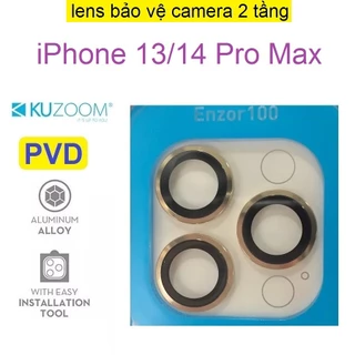 Dán bảo vệ camera cho iphone 14 Pro/ 14 Pro Max/ 13 Pro/ 13 ProMax thương hiệu Kuzoom PVD -Lens camera 2 tầng