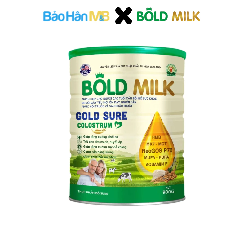 Sữa bột Bold Milk Gold Sure Colostrum - Phục hồi sức khỏe nhanh chóng - Hộp 900g