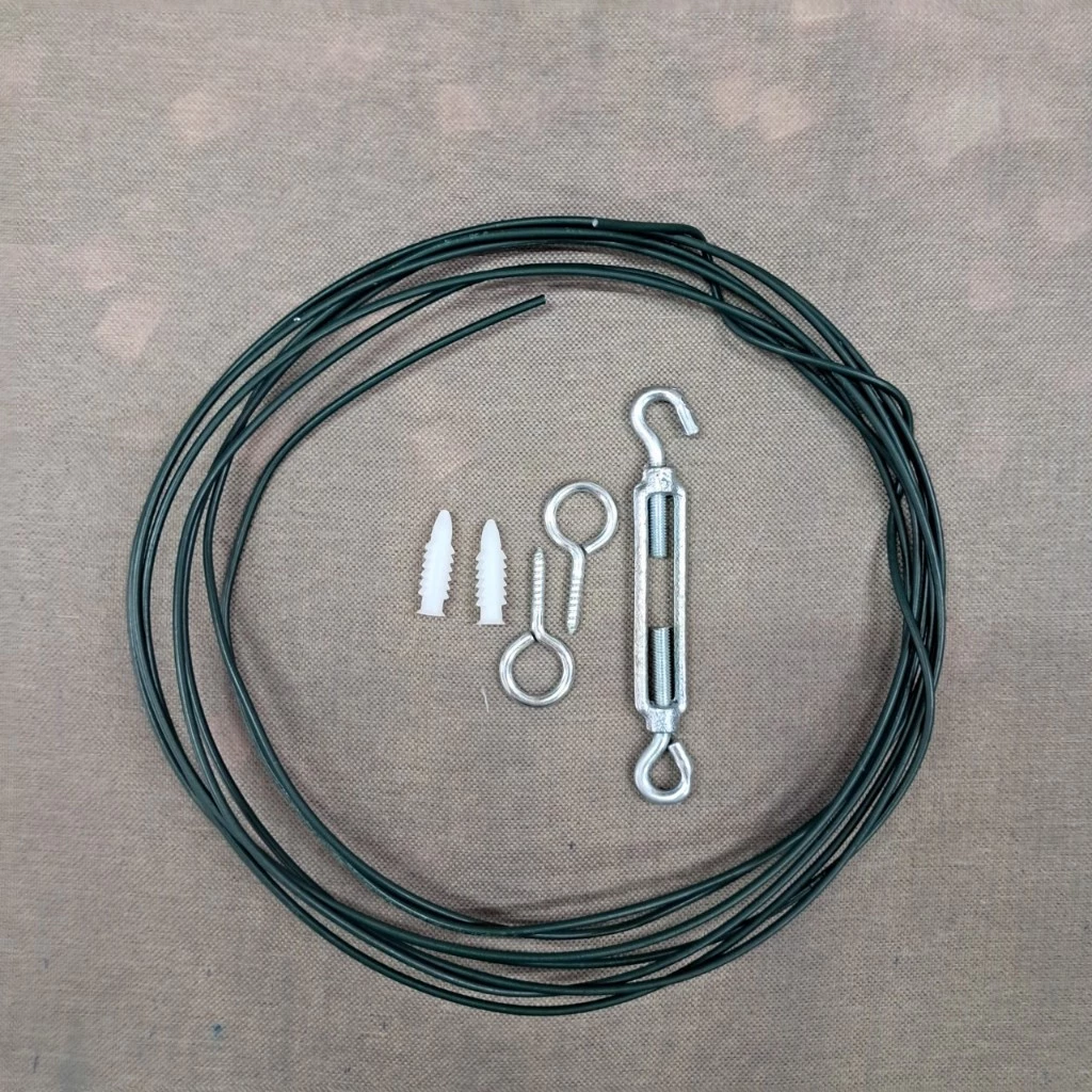 Dây treo rèm cửa, phơi quần áo, lõi thép bọc nhựa, tặng kèm ốc vít và tăng đơ (dụng cụ căng dây).