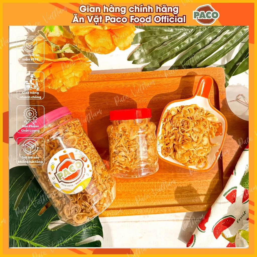 Hành phi nguyên bản loại ngon nhà Paco Food thơm giòn rụm giòn không ngấy hủ 50g/150g dùng để ăn hủ tiếu mì trộn món Việ