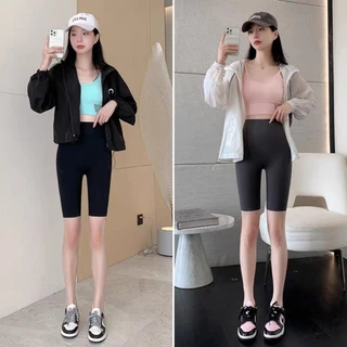 Quần Legging lửng cạp cao gen bụng chất vải co giãn xịn mịn cao cấp chống xù bai