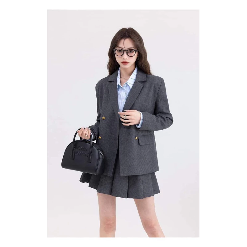 Set blazer xám chân váy chữ A size M By May Store