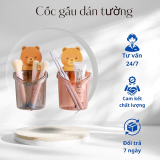 Ly cốc đựng bàn chải kem đánh răng dán tường hình gấu