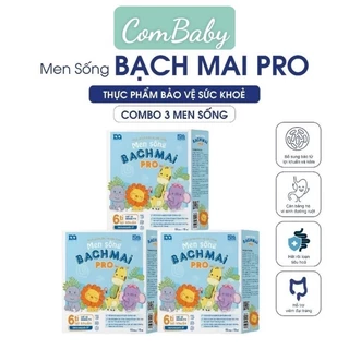 Combo 3 men sống Bạch Mai Pro 6 tỉ lợi khuẩn men vi sinh hệ tiêu hóa hộp 15 ống