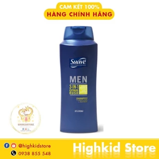 Dầu Tắm & gội xả Suave 3 in 1 Professionals Men 828ml