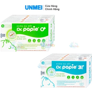 Khăn Lau Hạ Sốt 0m+/3m+ Dr Papie Thải Nhiệt Hạ Sốt Chuẩn Nhi Khoa, Ngăn Ngừa Co Giật Cho Bé Hộp 5 Gói x 5 Khăn/Gói