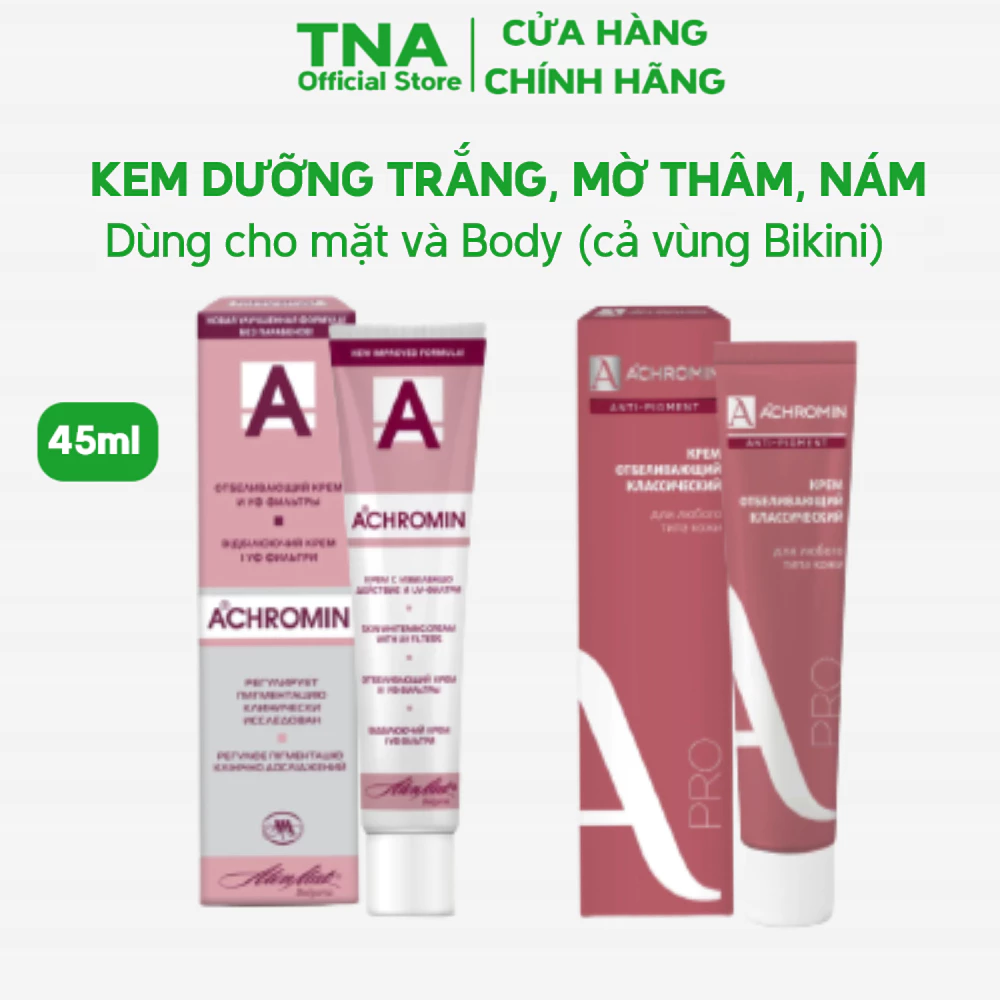 Kem bôi nám chữ A của Nga dưỡng trắng, giảm nám, tàn nhang, thâm mụn lâun ngày Achromin 45 ml