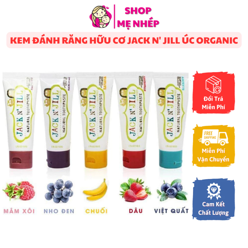 Kem đánh răng cho bé hữu cơ Jack N' Jill Úc Organic - Kem đánh răng cho bé có thể nuốt được, rất an toàn cho bé