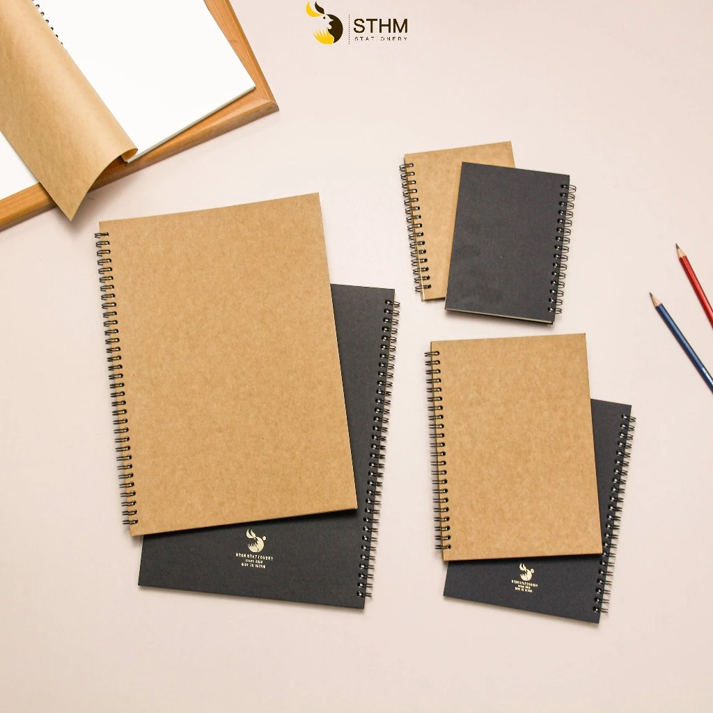 Sổ vẽ sketchbook Basic STHM giấy kem 130gsm vẽ chì, artline, màu nước lớp mỏng bền đẹp, không lem A4-A5-A6