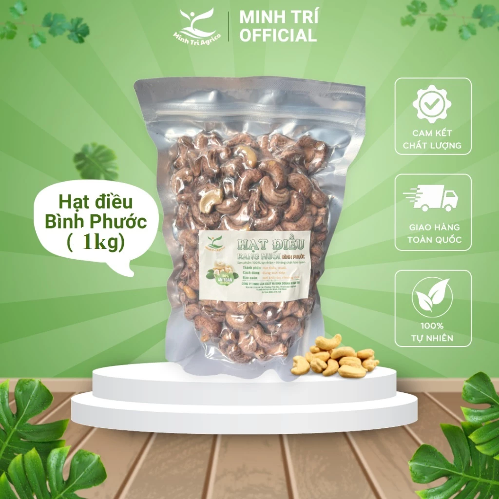 1kg Hạt Điều Rang Muối Bình Phước -Hạt Điều Minh Trí Official Thơm Ngon Tốt Cho Sức Khỏe 2 Loại Hạt Vừa/Lớn