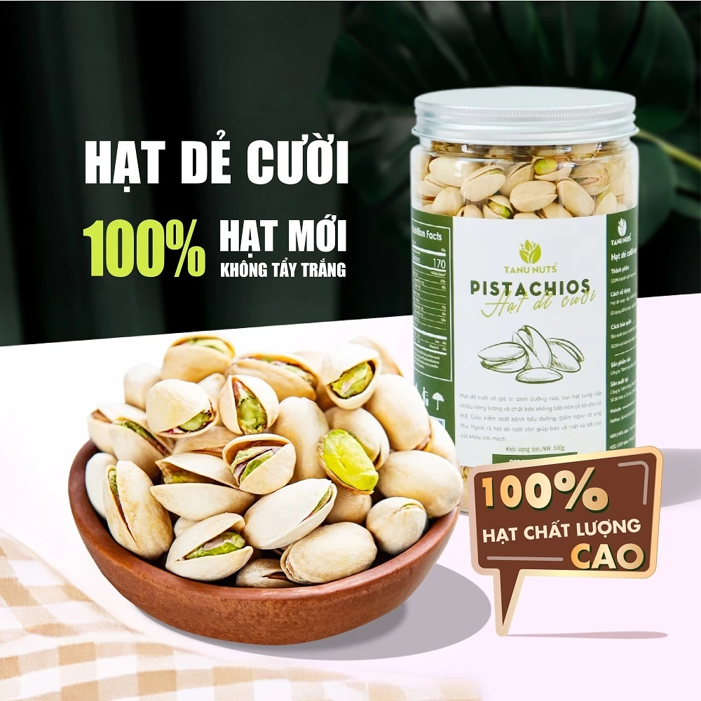 Hạt dẻ cười TANU NUTS, hạt dẻ cười rang muối không tẩy trắng giàu dinh dưỡng