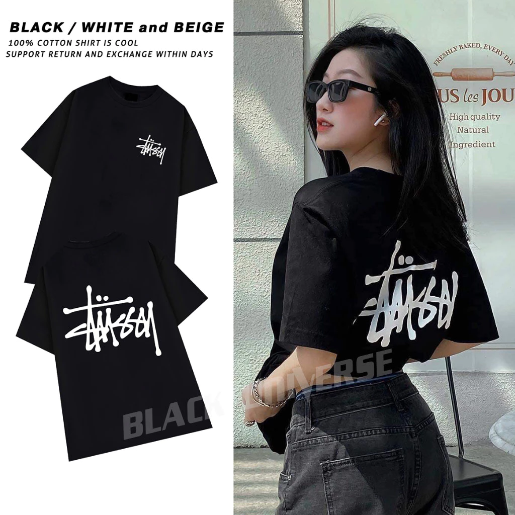 Áo Thun Stu ssy, Áo Phông Tay Lỡ dáng rộng unisex Chất Liệu Cotton cao cấp 100% cao cấp thoáng mát thấm hút mồ hôi
