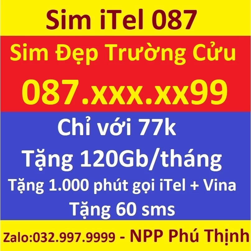 Sim 0đ itel, Sim data,Tặng 4Gb/ngày miễn phí cuộc gọi, SMS, data...