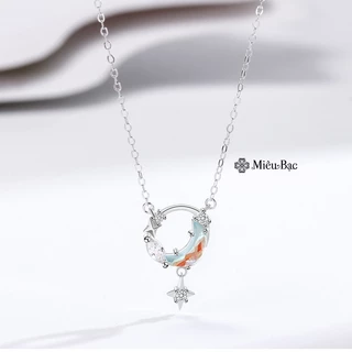 Dây chuyền bạc nữ Miêu Bạc vòng cổ hình mặt trăng chất liệu bạc 925 đính đá Moonstone phụ kiện trang sức nữ MD08x