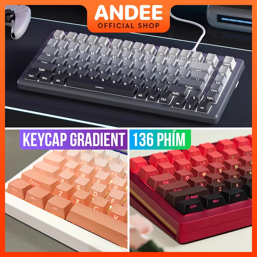 Keycap Gradient OEM nút bàn phím PBT Doubleshot xuyên LED 136 phím nhiều màu cho bàn phím cơ