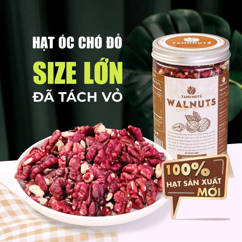 Nhân óc chó đỏ TANU NUTS, hạt óc chó tách vỏ Mỹ hạt ngũ cốc dinh dưỡng cho bà bầu, ăn kiêng, giảm cân