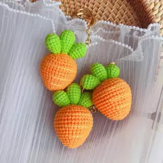 [HÀNG SẴN] Móc khóa len cà rốt mini handmade, móc khóa túi xách,balo thời trang