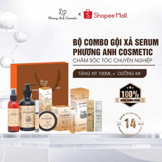 Combo bộ 5 sản phẩm chăm sóc tóc toàn diện (dầu gội-dầu xả-xịt hỗ trợ kích mọc tóc-serum-dưỡng mi)